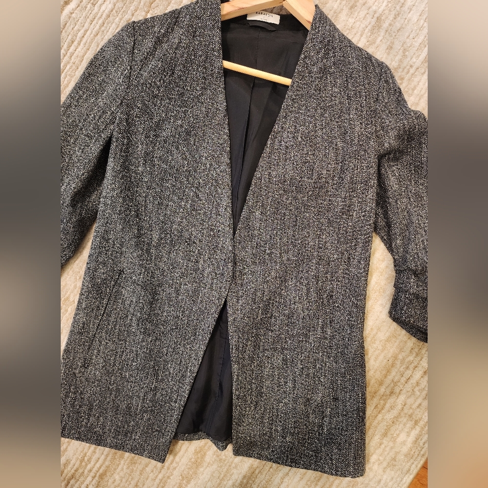 Aritzia Babaton Power Blazer Tweed Gray/Black Size 2